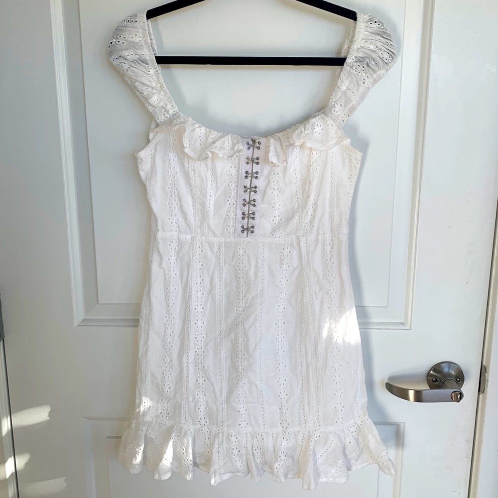 White eyelet cotton dress